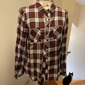 Soft lightweight flannel plaid shirt